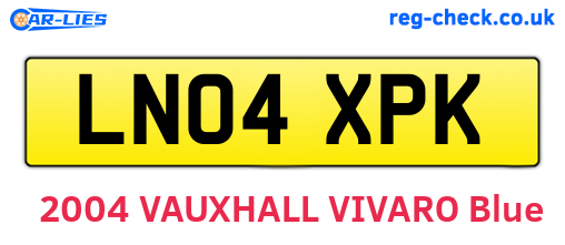 LN04XPK are the vehicle registration plates.