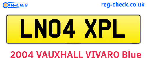 LN04XPL are the vehicle registration plates.