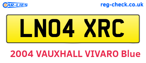 LN04XRC are the vehicle registration plates.