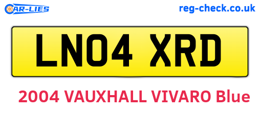 LN04XRD are the vehicle registration plates.