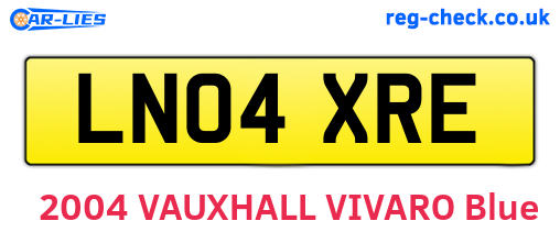 LN04XRE are the vehicle registration plates.