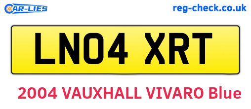 LN04XRT are the vehicle registration plates.