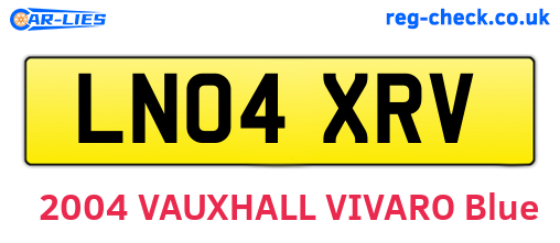 LN04XRV are the vehicle registration plates.