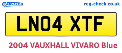 LN04XTF are the vehicle registration plates.