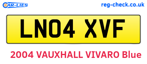 LN04XVF are the vehicle registration plates.
