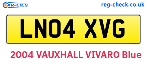 LN04XVG are the vehicle registration plates.