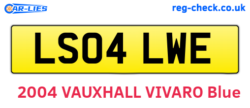 LS04LWE are the vehicle registration plates.