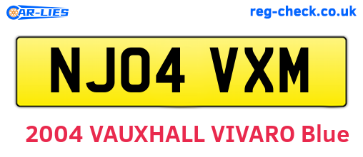 NJ04VXM are the vehicle registration plates.