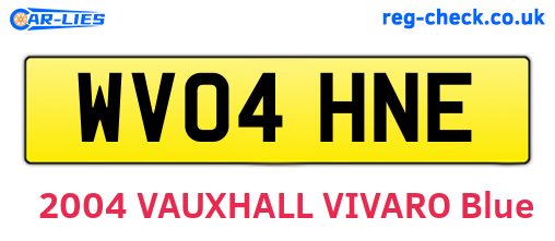 WV04HNE are the vehicle registration plates.