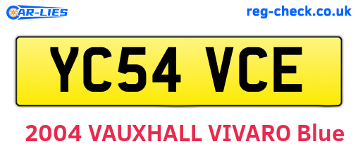 YC54VCE are the vehicle registration plates.