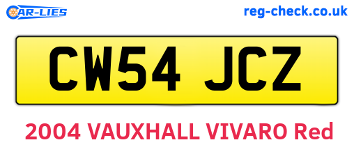 CW54JCZ are the vehicle registration plates.