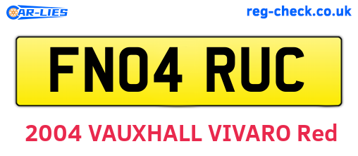 FN04RUC are the vehicle registration plates.