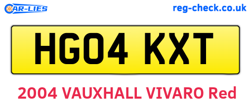 HG04KXT are the vehicle registration plates.