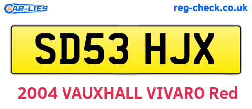 SD53HJX are the vehicle registration plates.