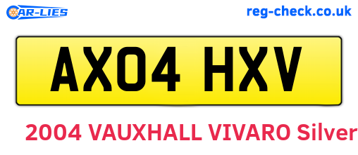 AX04HXV are the vehicle registration plates.