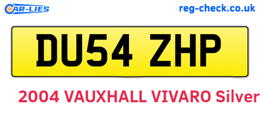 DU54ZHP are the vehicle registration plates.