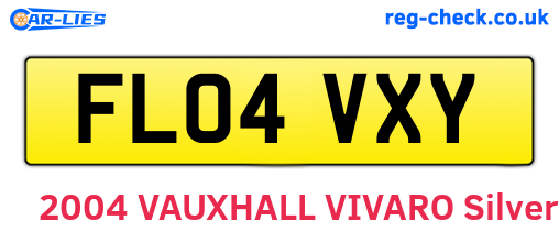 FL04VXY are the vehicle registration plates.