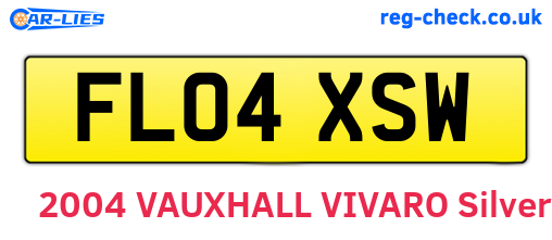 FL04XSW are the vehicle registration plates.