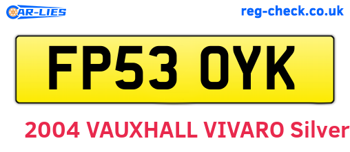 FP53OYK are the vehicle registration plates.