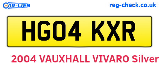 HG04KXR are the vehicle registration plates.