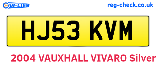 HJ53KVM are the vehicle registration plates.
