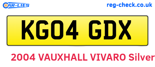 KG04GDX are the vehicle registration plates.