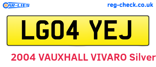 LG04YEJ are the vehicle registration plates.