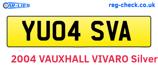 YU04SVA are the vehicle registration plates.