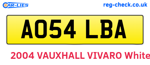 AO54LBA are the vehicle registration plates.