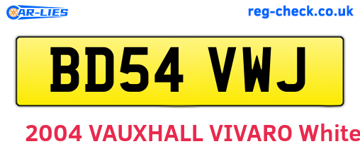 BD54VWJ are the vehicle registration plates.