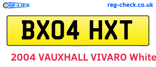 BX04HXT are the vehicle registration plates.