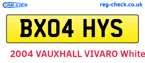 BX04HYS are the vehicle registration plates.