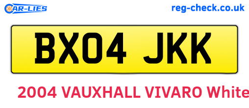 BX04JKK are the vehicle registration plates.