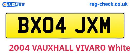 BX04JXM are the vehicle registration plates.