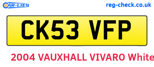 CK53VFP are the vehicle registration plates.