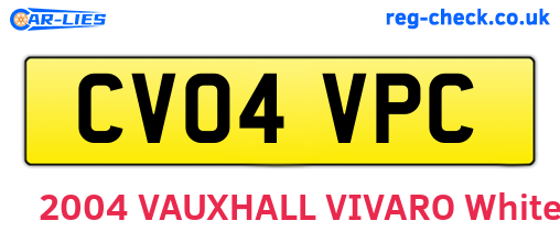 CV04VPC are the vehicle registration plates.