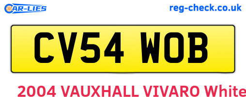 CV54WOB are the vehicle registration plates.