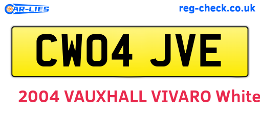 CW04JVE are the vehicle registration plates.