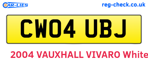 CW04UBJ are the vehicle registration plates.