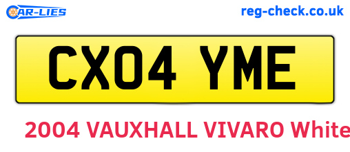 CX04YME are the vehicle registration plates.