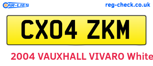 CX04ZKM are the vehicle registration plates.