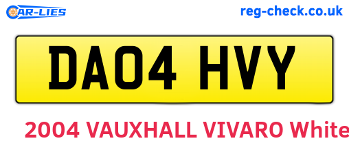 DA04HVY are the vehicle registration plates.
