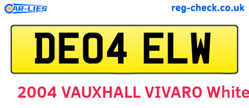 DE04ELW are the vehicle registration plates.