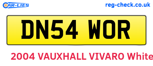 DN54WOR are the vehicle registration plates.