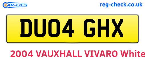 DU04GHX are the vehicle registration plates.