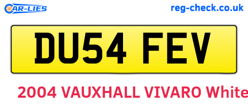 DU54FEV are the vehicle registration plates.
