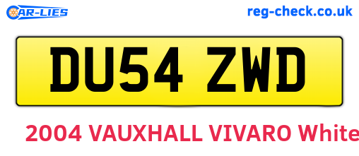DU54ZWD are the vehicle registration plates.