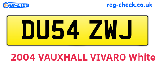 DU54ZWJ are the vehicle registration plates.