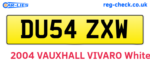 DU54ZXW are the vehicle registration plates.