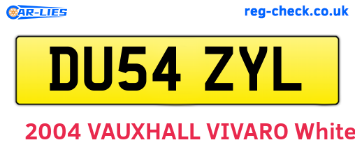 DU54ZYL are the vehicle registration plates.